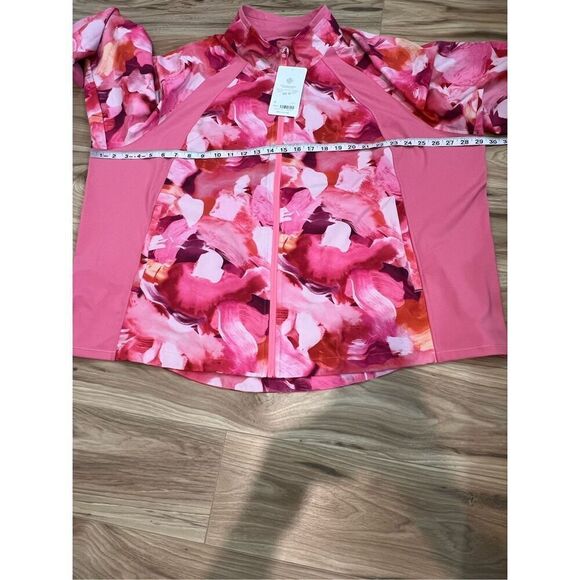ATHLETA NWT Run With It Printed Jacket Painted Energy Coral Pink Zip plus sz 3X - Picture 7 of 9